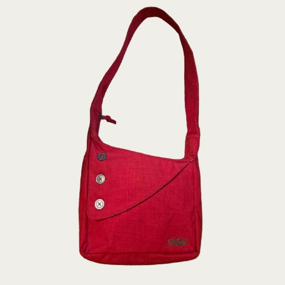 OGIO Brooklyn Tablet Purse Red Crossbody Bag with Button Detail EUC - Picture 4 of 11